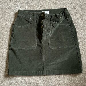 Dark Green ButtonUp Corduroy Mini Skirt